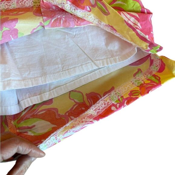 Lilly Pulitzer Jarvey Skort Printed Floral Skirt Womens Size 8 Pink Green Yellow - Picture 5 of 9